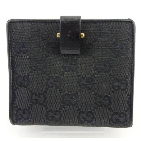 GUCCI W Hook Wallet GG Canvas Canvas ~ Leather Auth Used L3135 - Picture 1 of 9